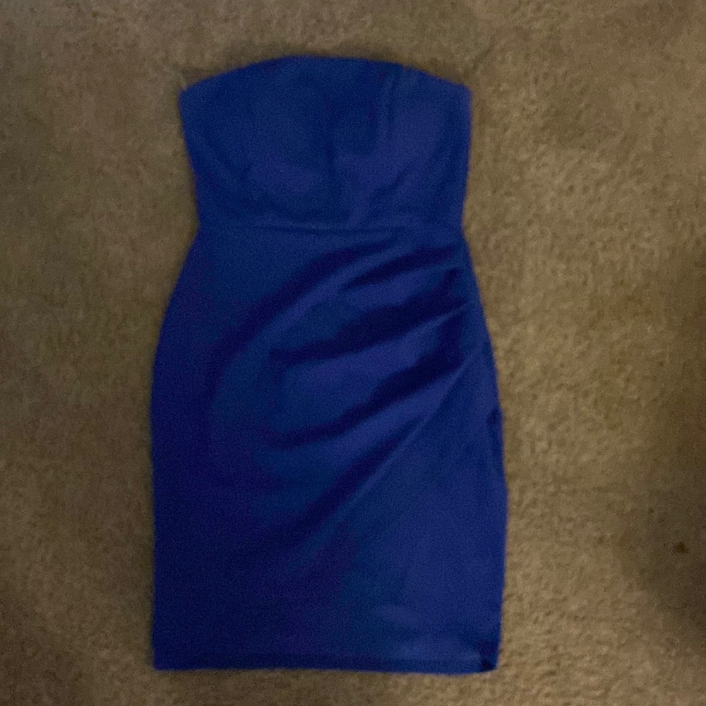 Blue Strapless Mini Dress